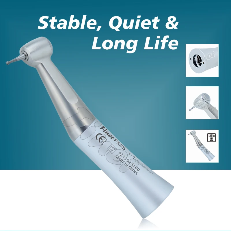 Dental Gegen Winkel 1:1 Push Button Low Speed Handstück Externe Wasser Spray Langsam Geschwindigkeit Contra Winkel Zahnarzt Werkzeug für Zahnmedizin Image