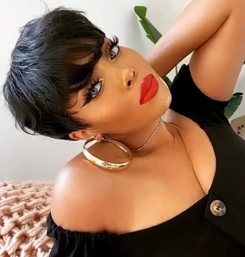 Gerade kurze Pixie-Schnitt-Perücken mit Pony für Frauen, Ombre, Braun, Rot, brasilianische Echthaar-Perücken, voll maschinell hergestellte Perücken