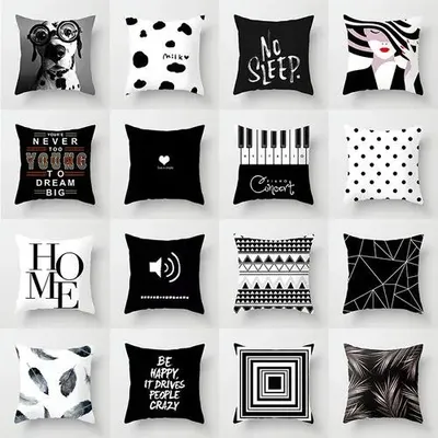 Europäischer Stil, schwarz-weiße Geometrie, Porträt-Kissenbezug, Wohnzimmer, Sofa, Taillenstütze, Image