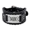 Vintage Wide Edition Nordic Star Moon Rune Armband Leder gewebt Wikinger Herren Armband Mode Charme Schmuck Hip Hop Zubehör
