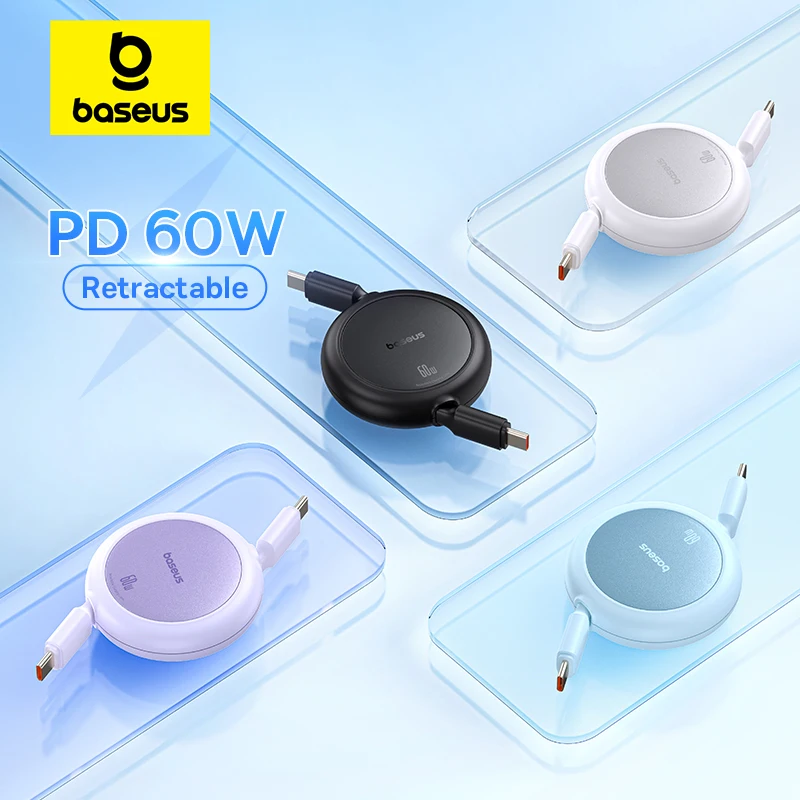Baesus einziehbares 60 W USB-C-Kabel für iPhone 16 15 Plus Pro Max Schnellladekabel für MacBook iPad Typ-C-Kabel für Xiaomi Image