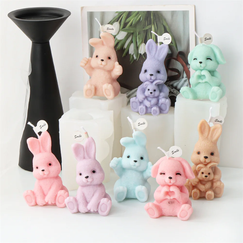 Hugggable Bunny Silikon Kerzen form Ostern Kudos Liebe Hase Aroma Gips Ornament Form DIY handgemachte Werkzeuge Image
