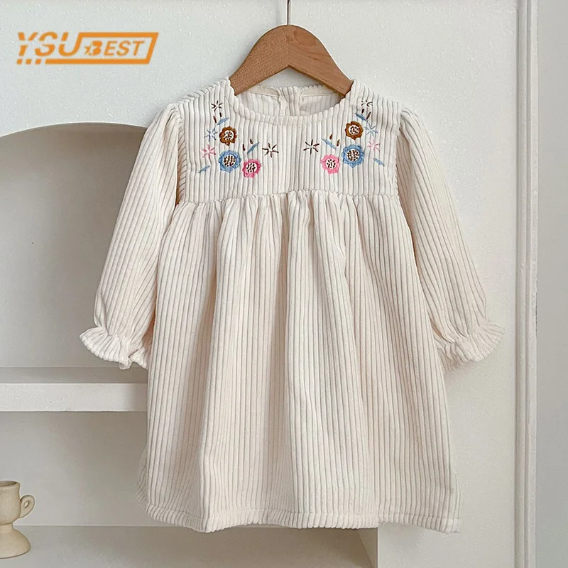 Frühling Herbst Kinder Baby Mädchen Langarm Süße Sticken Prinzessin Kleid Casual Baby Mädchen Kleid Kinder Kleidung Kleid Image