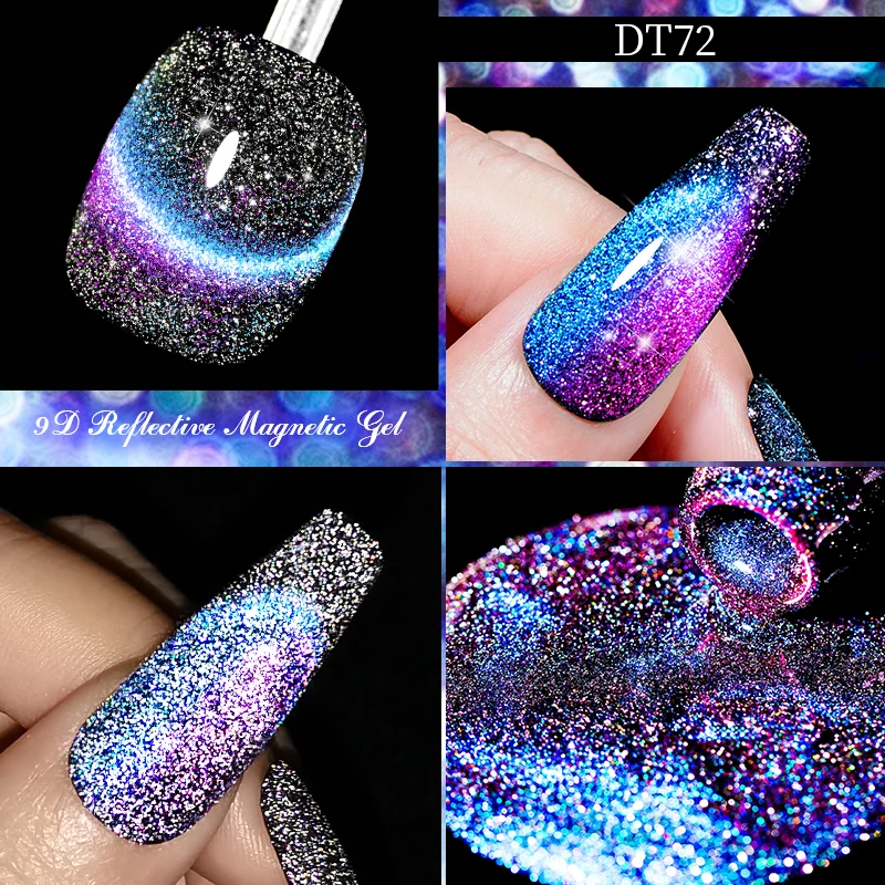 MEET ACROSS 7 ml Starry Glitter 9D Reflektierender magnetischer Gel-Nagellack Semi Permanent Soak Off Magnetischer UV-Gel-Nagelkunstlack Image