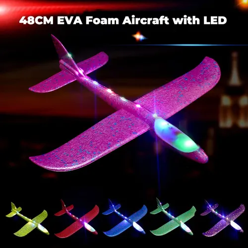 Schaum Hand Werfen LED Flugzeuge Spielzeug 48cm LED Flug Modus Segelflugzeug Trägheit Flugzeuge