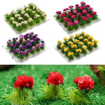 Foto Requisiten Wargame Material Mikro landschaft Miniatur Blume Cluster Sand Tisch Layout Szene Modell statische Gras Büschel Image