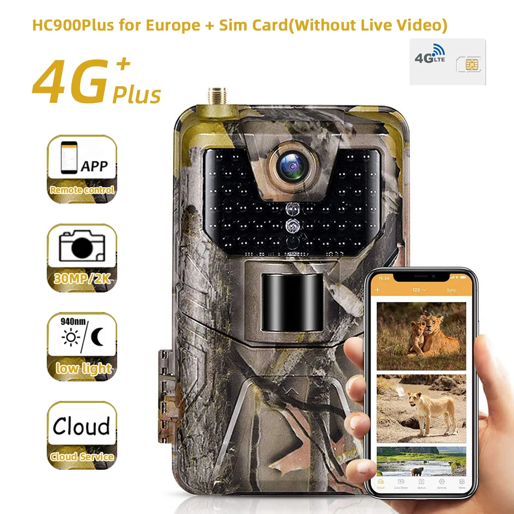 APP-Steuerung Trail-Kamera Cloud-Dienste 4G Mobile 30MP 2K Wireless Wildlife Jagdkameras Nachtsicht Fotofallen HC900Plus Image