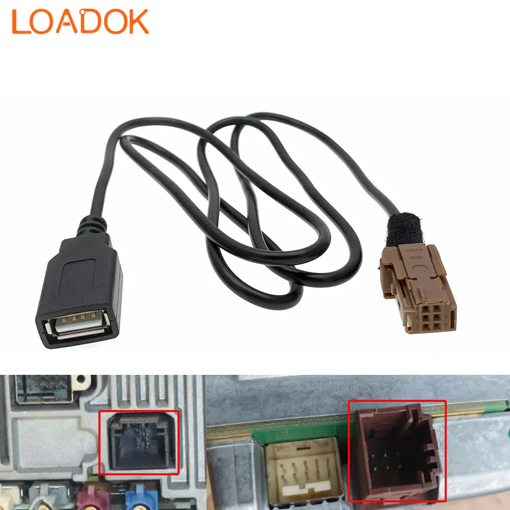 6-poliges Autoradio-USB-Kabel für Peugeot mm rt3ev/rt4 rt5 Citroen C6 Nummer 6574jh Image