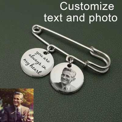 Benutzerdefinierte Foto Brosche Foto Krawatte Tack Hochzeitsstrauß Pin personalisierte Braut Foto Image