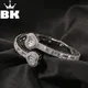 Der bling König Doppel herz Charm Armreif für Frauen vereist Baguette cz verstellbare Größe