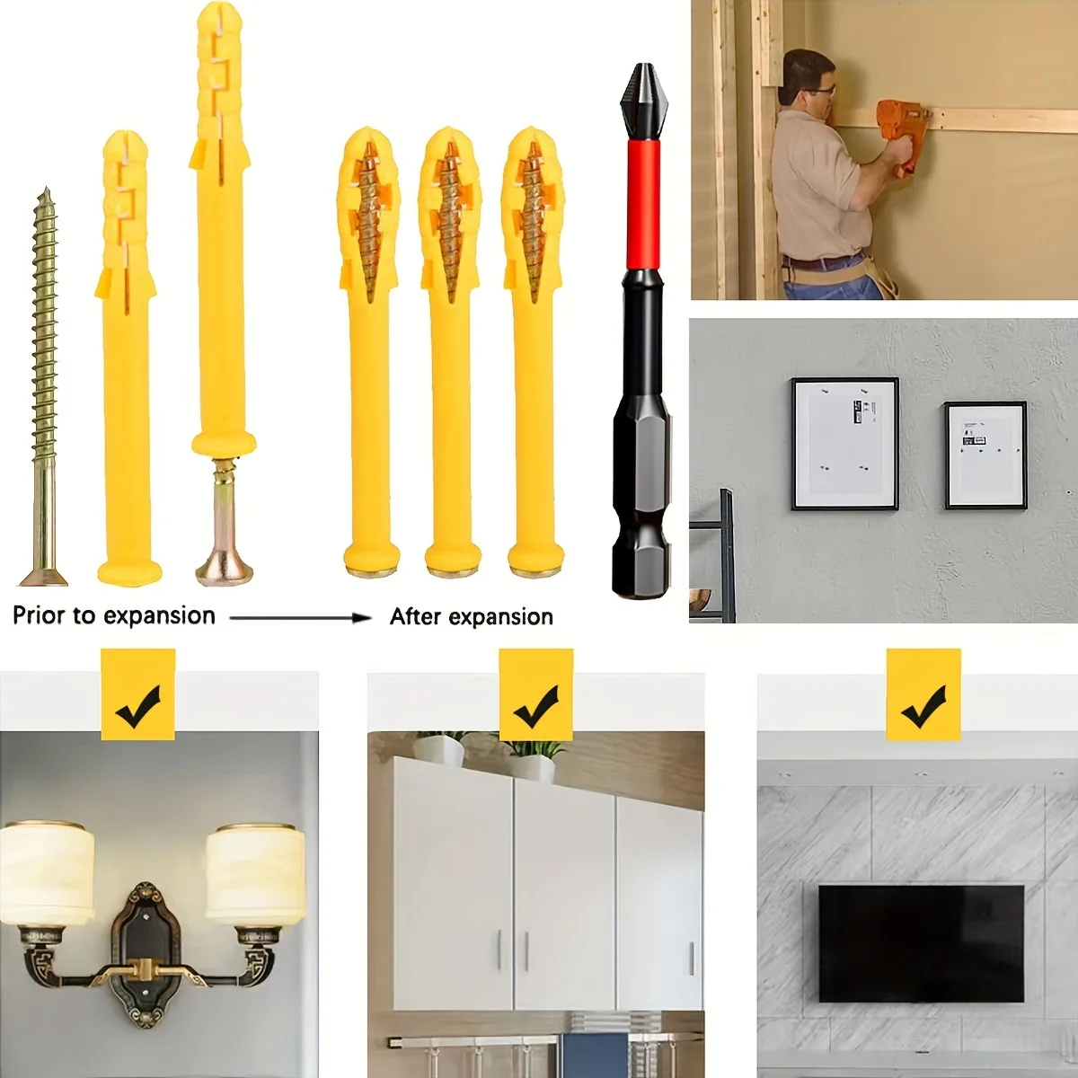 Kunststoff-Trockenbau-Wanda nker schraube, selbst schneidende Schrauben und gerippte Wanda nker, Erweiterung der Wand stopfen schrauben für Wand brett beton Image