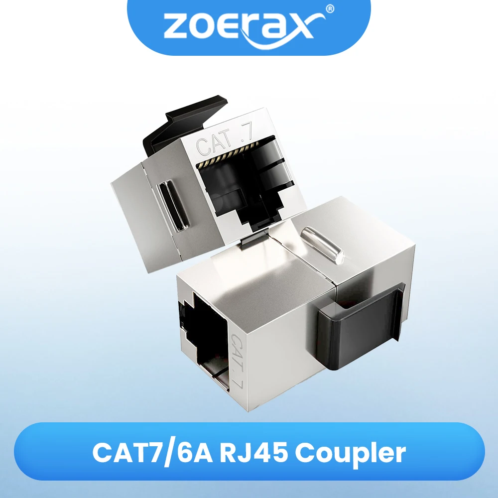 ZoeRax 2 Stück Cat7 Cat6a Cat6 Cat5e Keystone-Koppler, RJ45 Keystone Jack Inline-Koppler, abgeschirmter RJ45 8P8C bis zu 10 Gbit/s Image
