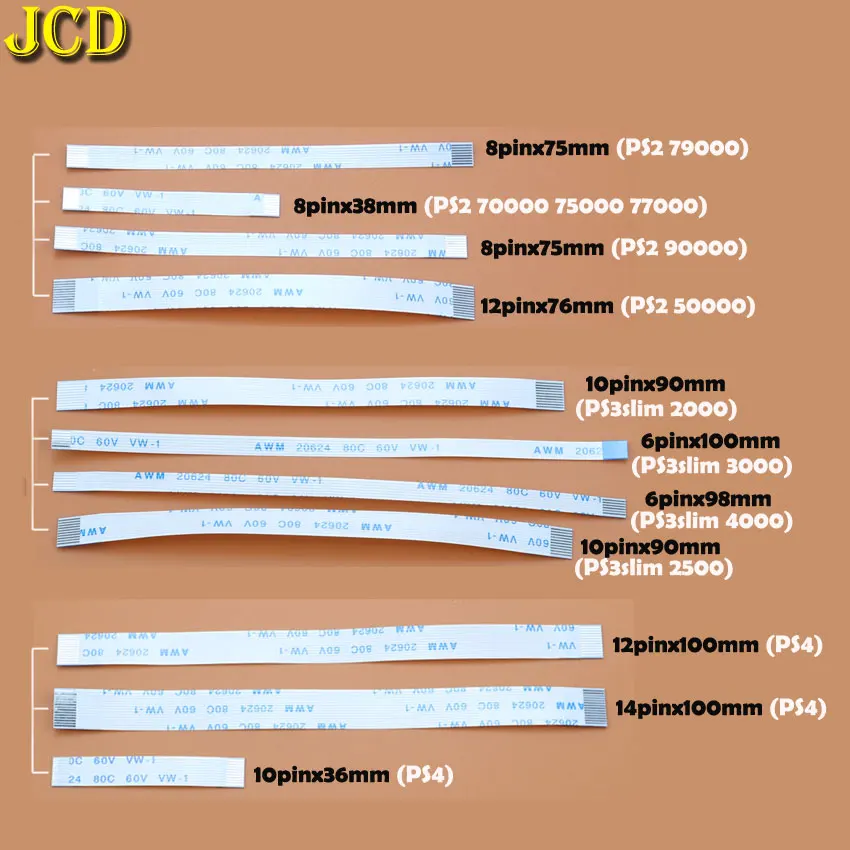 JCD 10 Stück Lade-PCB-Platine und Netzschalter-Flexkabel für PS3 Slim PS2 10-Pin 12-Pin 14-Pin Flachbandkabel für PS4