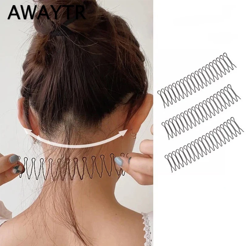 AWAYTR Frauen Unsichtbare Gebrochene Haare Haarnadel Erwachsene Tiara Werkzeuge Rolle Kurve Nadel Pony Feste Einsatz Kamm Styling Zubehör Image