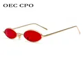 OEC-MANAGEMENT CPO Rot Frauen Kleine Oval Sonnenbrille Frauen Runde Metall Sonnenbrille Männer Marke
