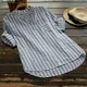 Sommer Elegante Shirt Frauen Baumwolle Leinen Top Langarm Oversize-Dame Leinen Blusen Striped