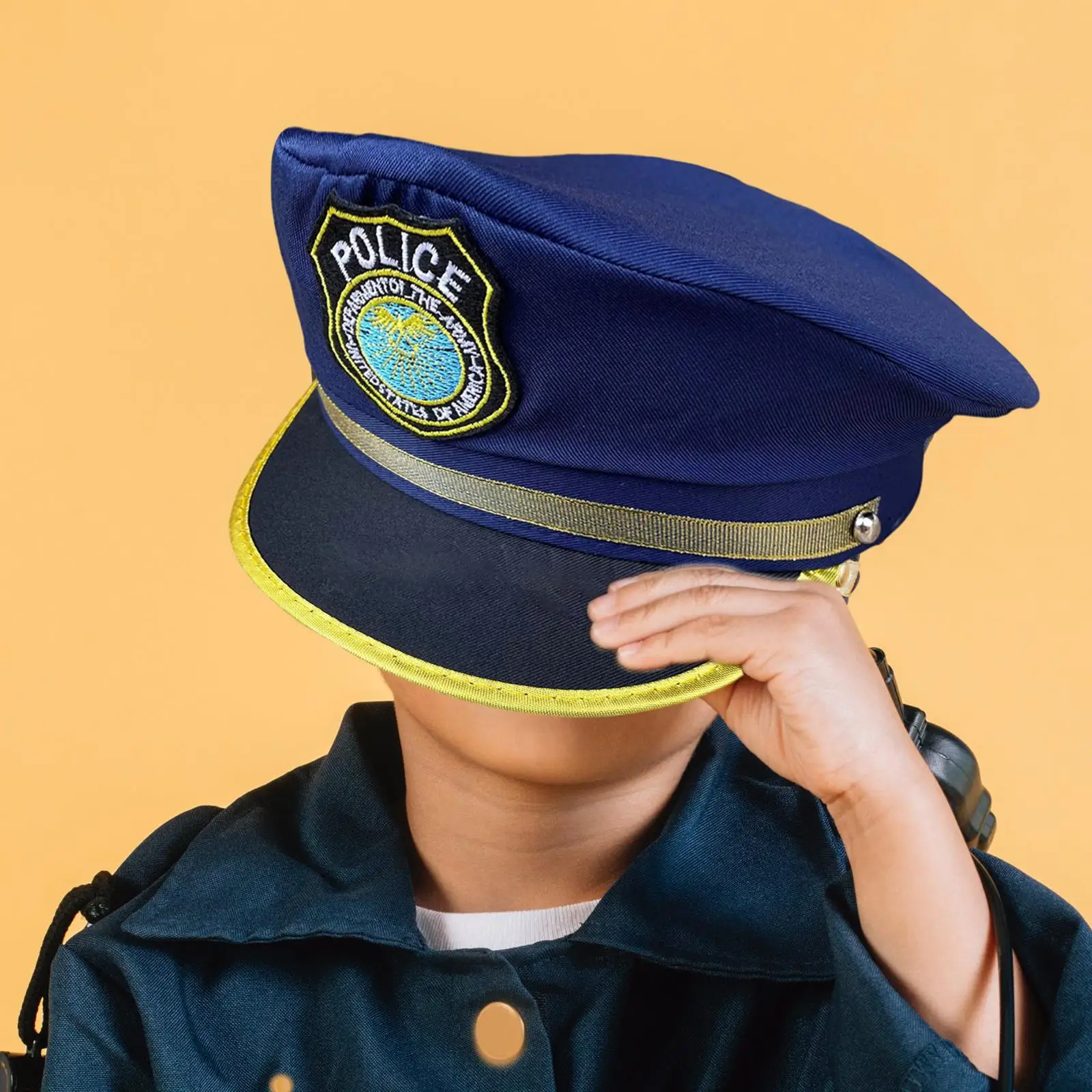 Kinder Polizei Hut Kinder Kappe Kopfbedeckung Kinder Kostüm Polizei Hut für Karneval Urlaub Bühne Leistung Geburtstag Kostüm Image