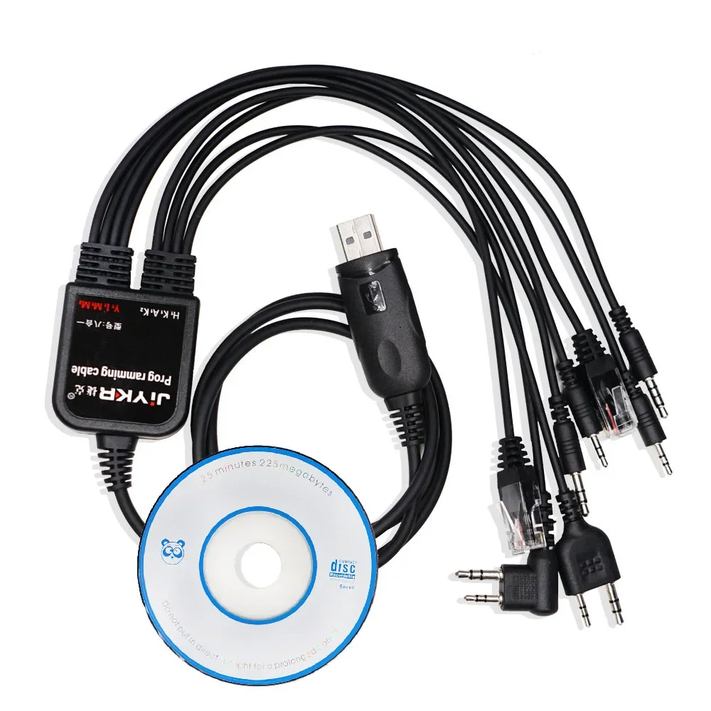 8 in 1 USB-Programmier kabel für Baofeng Kenwood Tyt Qyt Motorola Axu4100 Yaesu Icom Walkie Talkie Radio Autoradio CD-Software Image