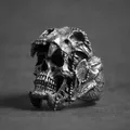 Vintage Indian Jaguar Warrior Skull Rings for Men Hip Hop Steampunk Skeleton Ring Unique Devil Skull