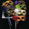 Frauen Blume Hand maske Maskerade Prinzessin Mystique Pailletten Halb gesichts maske Karneval Party