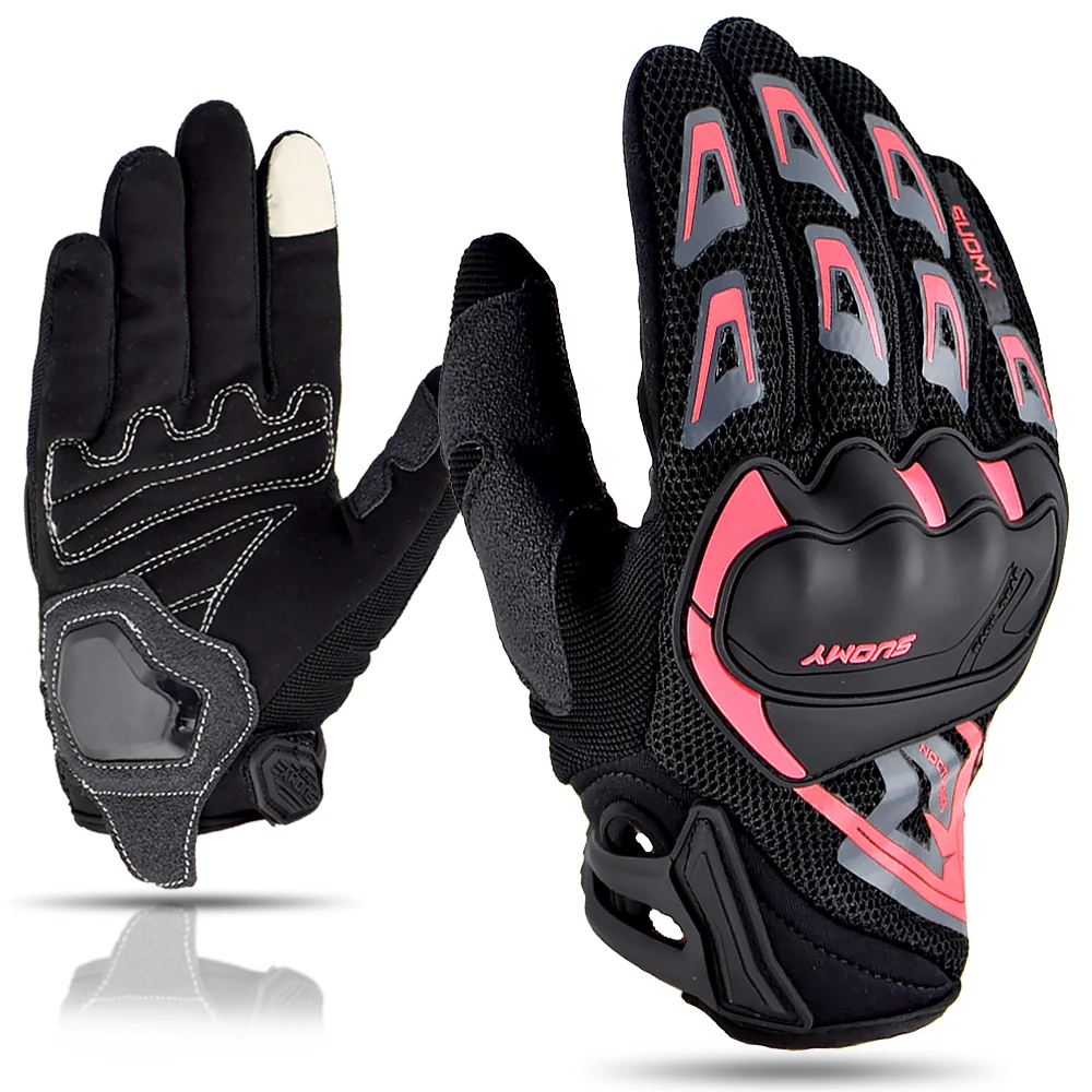 Suomy Dame Sommer Motorrad handschuhe Frauen Teenager Mädchen voller Finger Moto Racing Touchscreen Motocross Handschuhe weibliche rosa S-XXL Image