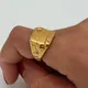 Fashion Stainless Steel Gold Color Ring Square Ring Classic Trend Women Men's Hip Pop Ring Dainty