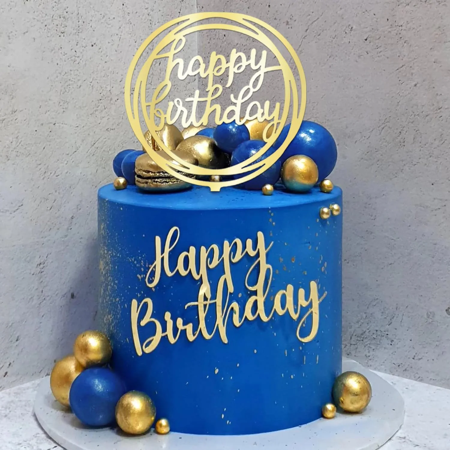 Kugel-Kuchenaufsätze, schlicht, blau-golden, Kugel-Kuchenaufsätze, Dekoration für Hochzeit, Jahrestag, Geburtstag, Babyparty, Partyzubehör Image