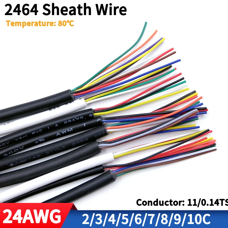 1M Ummantelte Draht Kabel 24AWG Channl Audio Linie 2 3 4 5 6 7 8 9 10 Kerne Isoliert weiche Kupfer Kabel Signal Control Draht UL2464 Image
