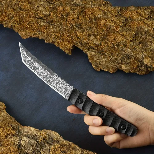 1 Stück gerades Messer Outdoor-Camping tragbares Messer Überlebens messer scharfes Obst messer