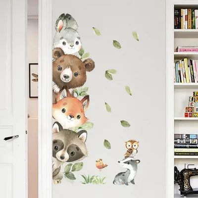 Kinderzimmer Wanda uf kleber Cartoon Tier Wandt attoos Baby Kinderzimmer Schlafzimmer Dekoration Image