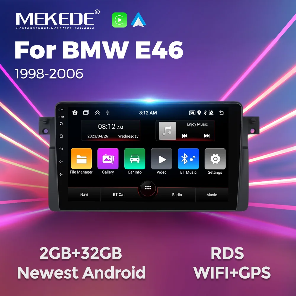 Mekede android 13 autoradio stereo 2din für bmw e46 m3 1998 2006 navigation gps wifi carplay dvd multimedia