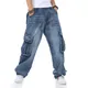 Jeans für Männer Herren Straight Denim Cargo hose Biker Jeans Herren Baggy Loose Blue Jeans mit