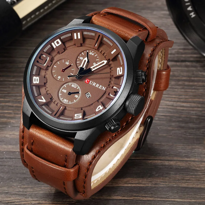 Neue Uhren CURREN Luxus Marke Männer Uhr Lederband Mode Quarz-Uhr Casual Sport Armbanduhr Datum Uhr Uhren 8225 Image
