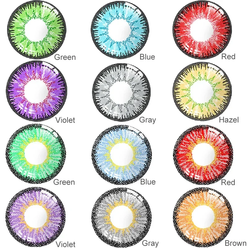 1 Paar (2 Stück) Kontaktlinsen für Augen, Cosplay, Halloween, farbige Kontaktlinsen, haselnde Farbe, Augenkontakte mit farbigen Linsen, Grau, Blau Image