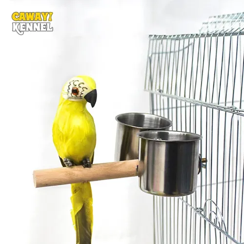 Vogel fütterung Doppel becher Edelstahl Papageien käfigst änder Vogel häuschen Box Papageien becher