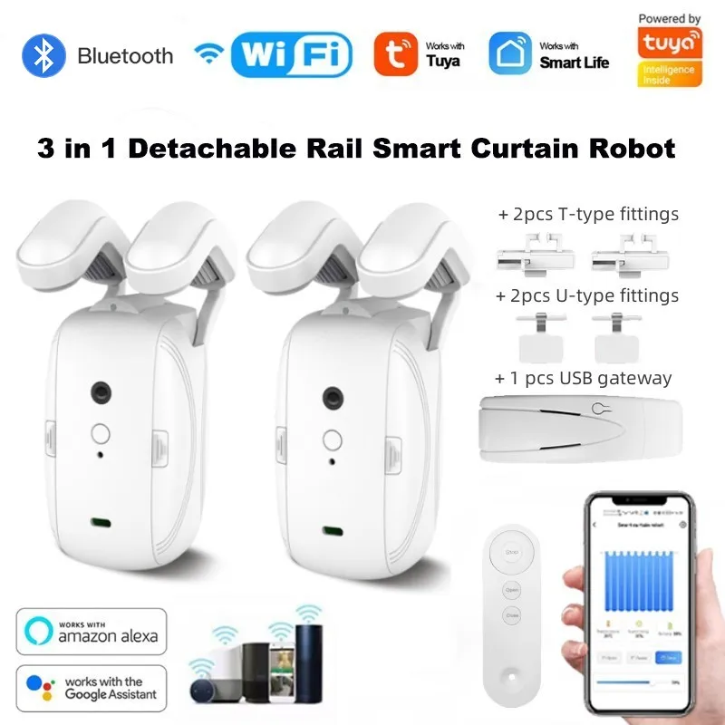 WIFI Tuya Vorhang Roboter Abnehmbare Track BLE Smart Elektrische Vorhang Roboter Vorhang Motor APP Sprachsteuerung Alexa Google Hause Image