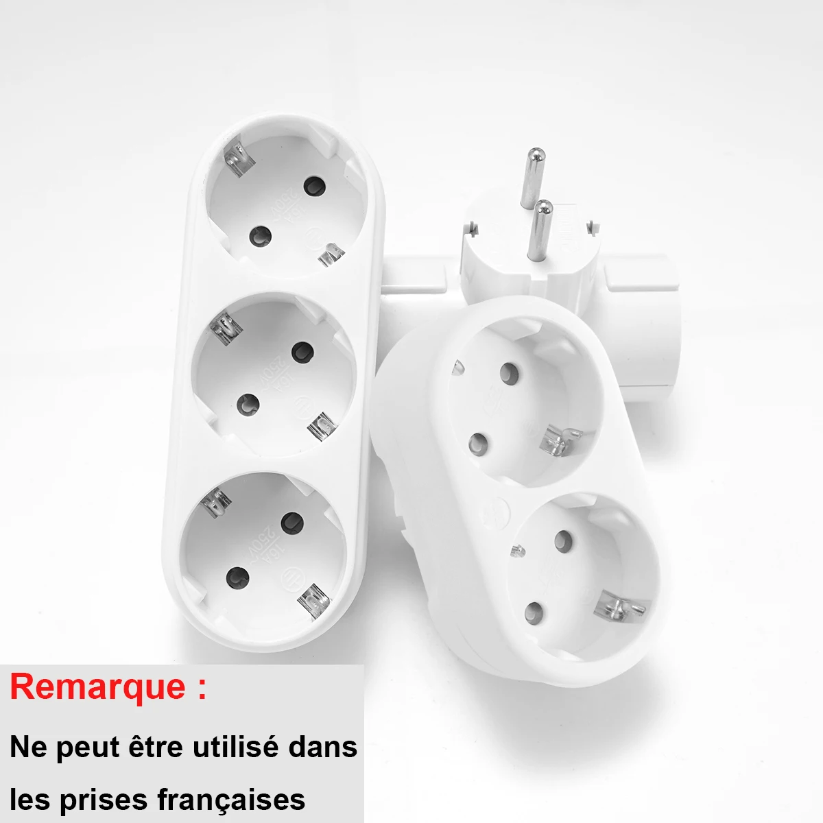 EU-Steckdose, 3 Steckdosen, europäischer Standard-Adapter, Erweiterung, Steckdose, 2-poliger Stecker, Verlängerung, AC-Konverter-Adapter Image