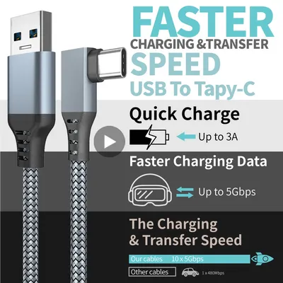 Kabel USB A zu Typ C 5M für Quest2 Oculus Quest 2 Link VR Brille Virtual Reality Headset Gaming Helm Oculis Spiel Zubehör