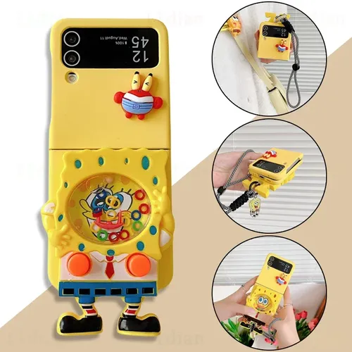 SpongeBob Spielzeug Telefon Fall für Samsung Z Flip 4 Z Flip 3 Anime niedlich kreative Retro lustige