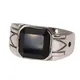 Massiver 925er Sterling silber Vintage Punk einfacher Jungen ring mit natürlichem schwarzem Onyx