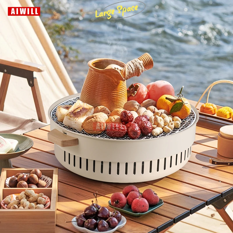 AIWILL Grill Grill Home Barbecue Outdoor Camping Holzkohle Grill Herd Grills Mesh tragbare rauchfreie Grill Grill pfanne Image