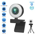 Neue 4k Webcam 2k Full HD Web kamera mit Mikrofon LED Füll licht USB Web Cam drehbar für PC Computer