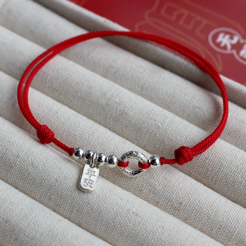 Fit 13-18 cm 19-25 cm 925 Silber Seil Armbänder Frauen Kreis Glück Wolken Roten Faden Linie string Armbänder Für Frauen Mädchen Kinder