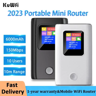 KuWfi Entsperren 4G Lte Router 300Mbps Wireless Wifi Tragbare Modem Mini Outdoor Hotspot Tasche Wifi Sim Karte Slot Repeater 6000mah