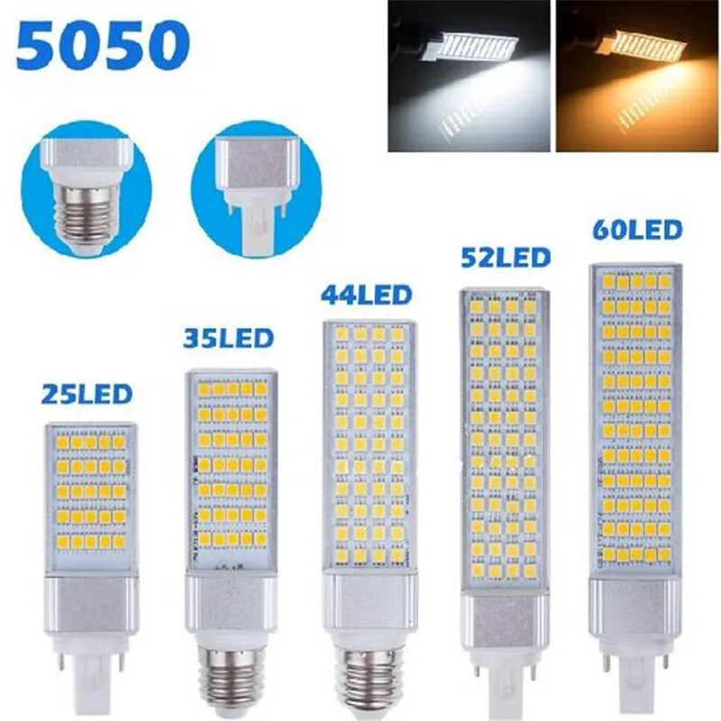 LED-Lampen, 5 W, 7 W, 9 W, 11 W, 13 W, E27, G24, LED-Maisbirne, Lampe, Licht, SMD 5050, Strahler, 180 Grad, AC85–265 V, horizontales Steckerlicht Image