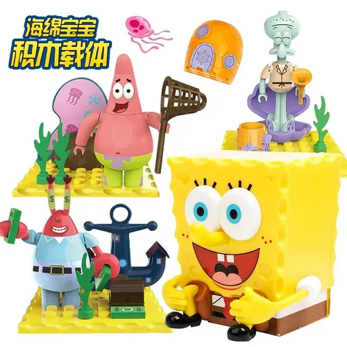 SpongeBob Pai Daxing Crab Boss Box Spielzeug Modell Figur Kinder Baustein Spielzeug Anime Cartoon