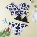 5-12 jahre Kind Mädchen Bademode Säugling Sommer Badeanzug Blume Herz Print Vorne Verknotet Bikini