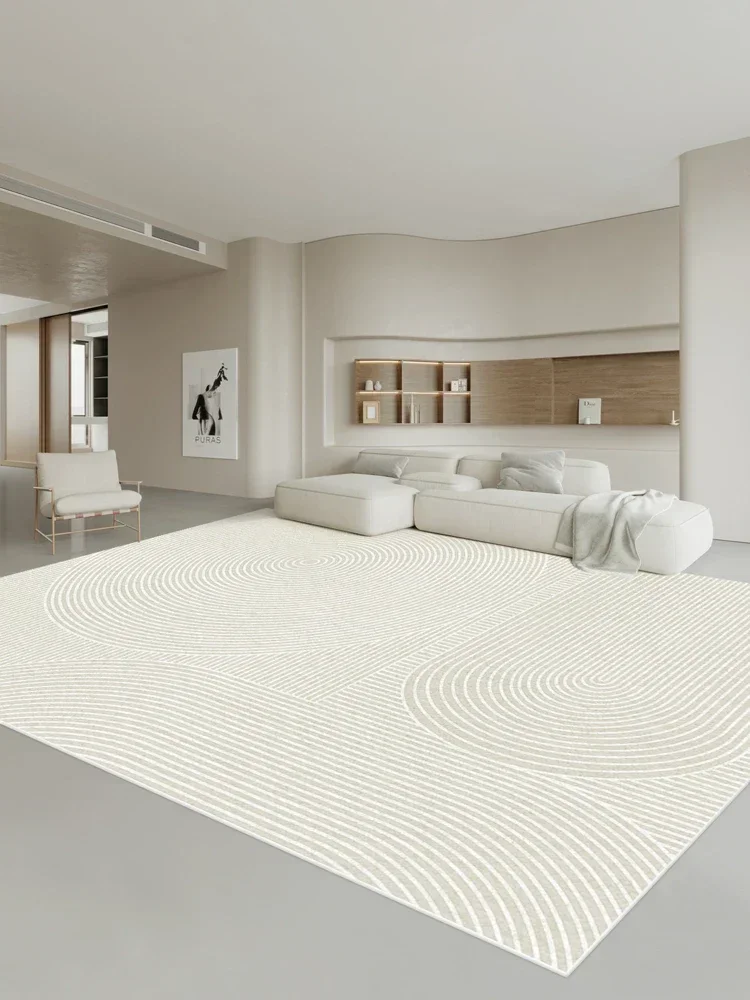 Übergroßer Teppich für das Wohnzimmer, weiße Linien, Schlafzimmerteppiche, minimalistische Streifen, Heimteppich, Flusen, rutschfeste, maschinenwaschbare Teppiche, Tapete Image