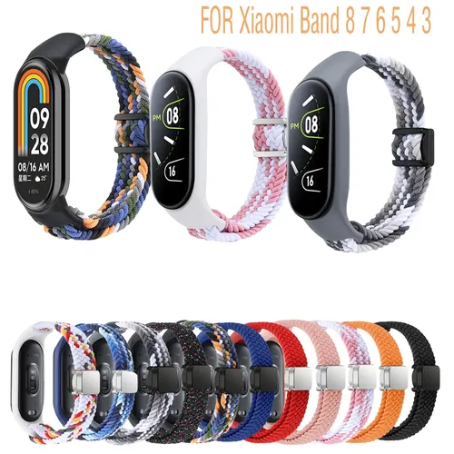 Geflochtenes Nylon armband für Xiaomi Mi Band 8 7 6 5 Smart Armband geflochtenes elastisches Web