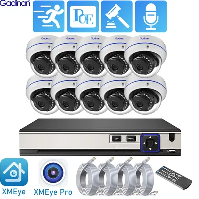 Gadinan 4K POE 10CH NVR Kit 8MP Sicherheit Vandalensichere Dome Kamera System CCTV Outdoor IP Home Video Kit Überwachung kamera Set